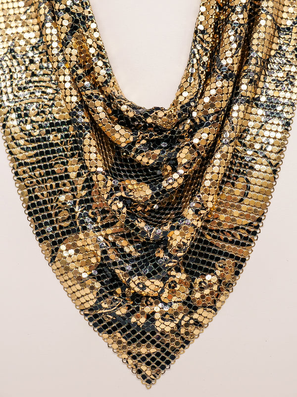 Whiting and Davis Floral Print Metal Mesh Bib Accessory arcadeshops.com