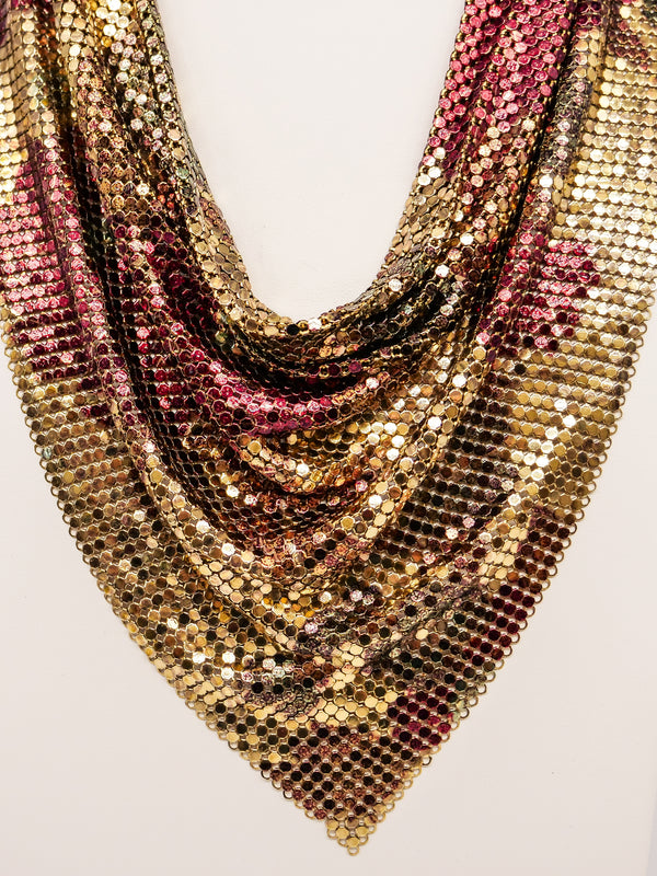 Whiting and Davis Multicolor Floral Print Metal Mesh Bib Accessory arcadeshops.com