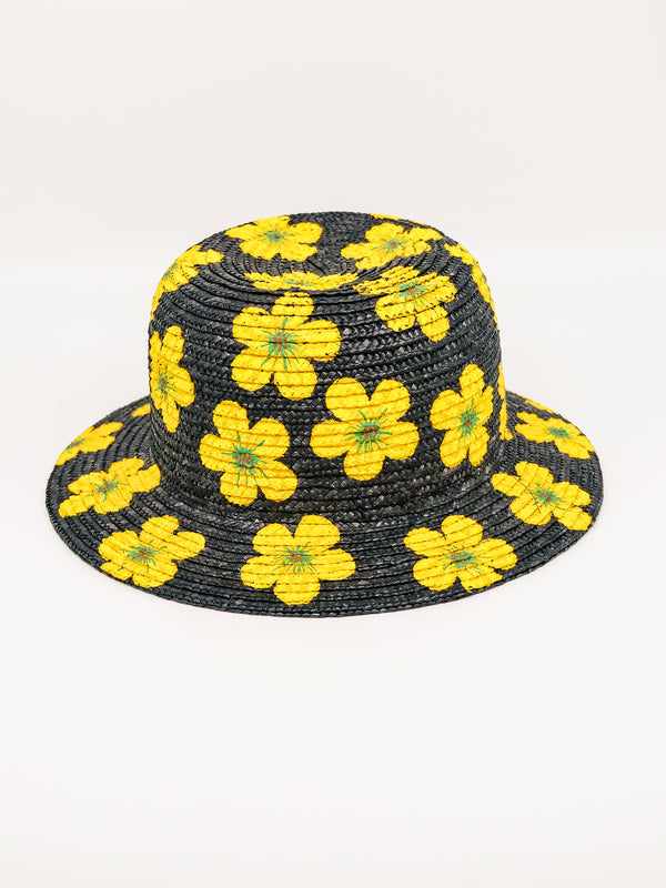 Yohji Yamamoto Flower Painted Straw Hat Accessory arcadeshops.com