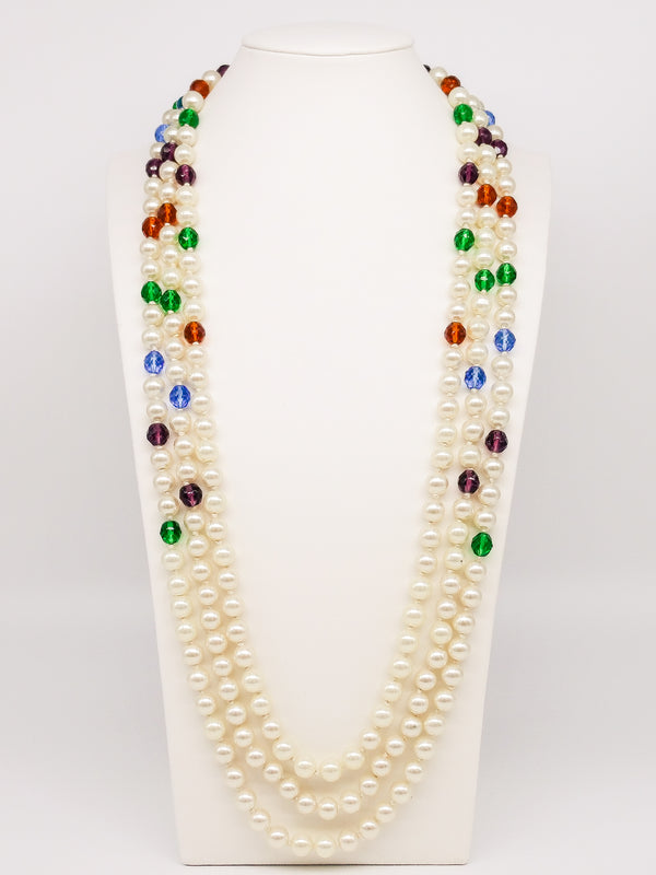 Moschino Pearl Bead Three Strand Necklace Accessory arcadeshops.com