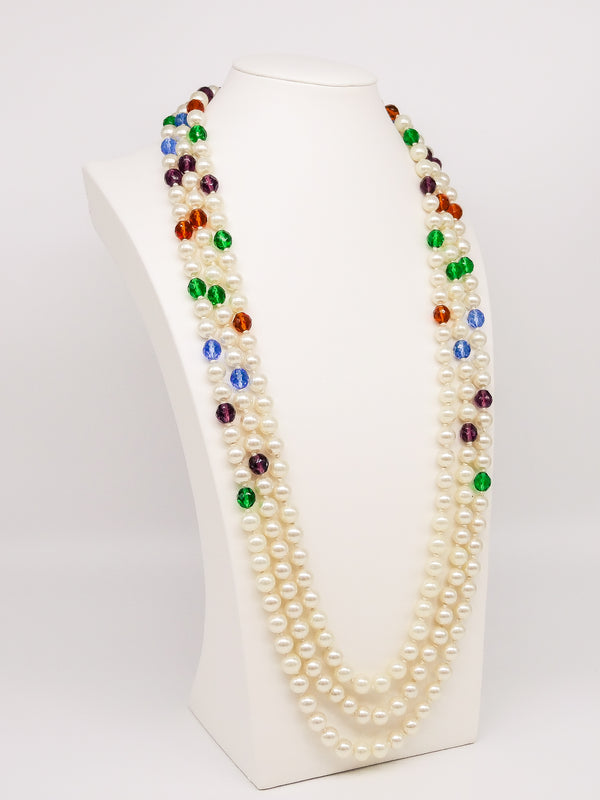 Moschino Pearl Bead Three Strand Necklace Accessory arcadeshops.com