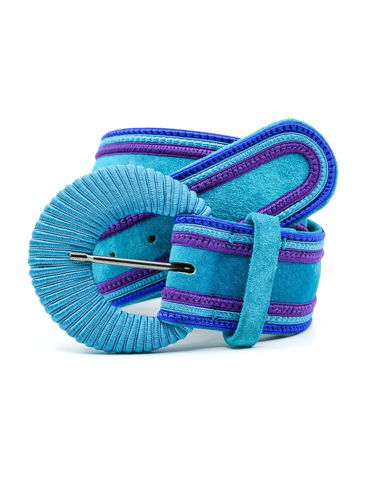 Belt Yves Saint Laurent Turquoise size 90 cm in Suede - 36134160