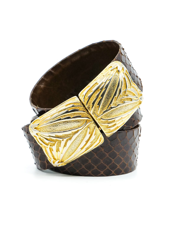 Judith Leiber Brown Snakeskin Belt Accessory arcadeshops.com