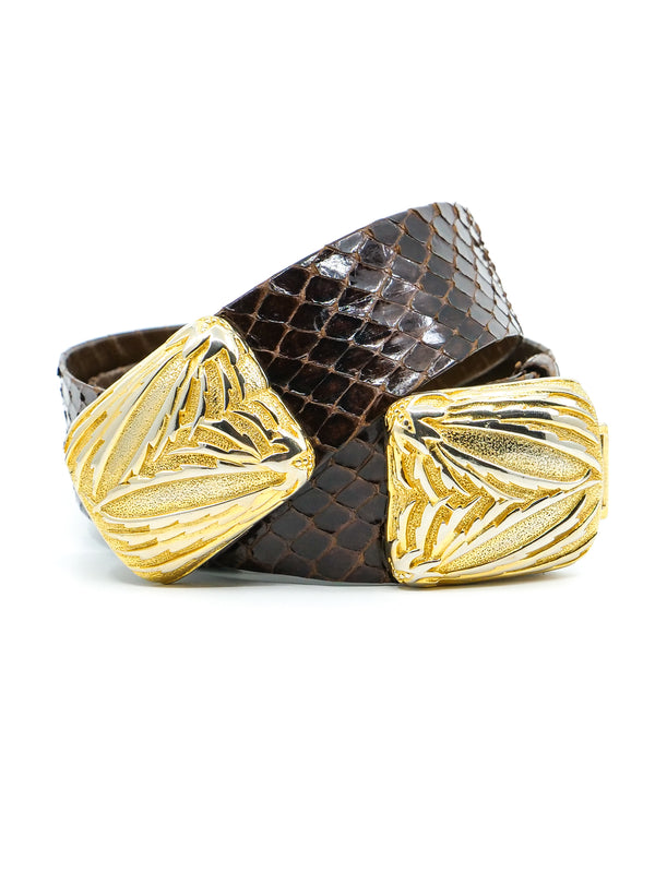 Judith Leiber Brown Snakeskin Belt Accessory arcadeshops.com