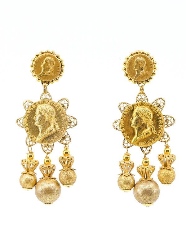 Lawrence Vrba Roman Coin Chandelier Earrings Accessory arcadeshops.com
