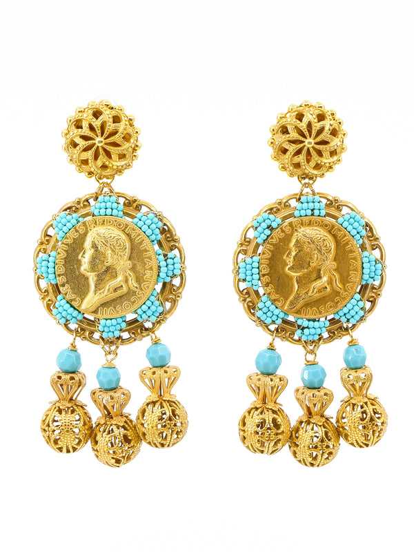 Lawrence Vrba Turquoise Bead Chandelier Earrings Accessory arcadeshops.com