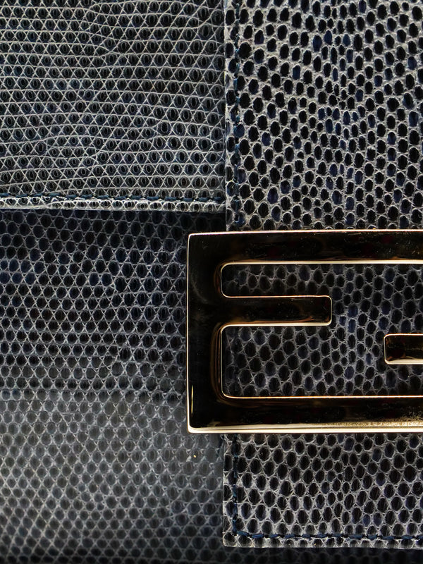 Fendi Silver Lizard Skin Baguette Accessory arcadeshops.com