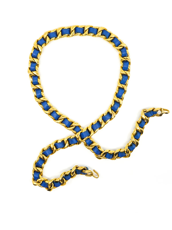 Chanel Blue Leather Chain Belt Accessory arcadeshops.com
