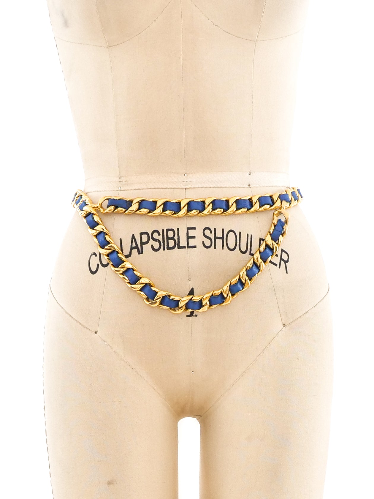 Chanel Blue Leather Chain Belt