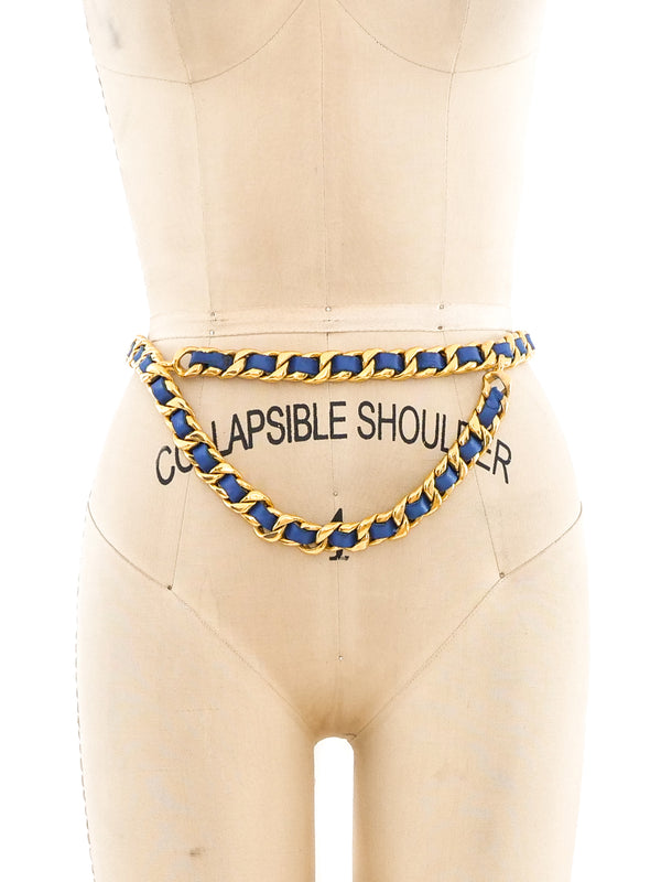 Chanel Blue Leather Chain Belt Accessory arcadeshops.com