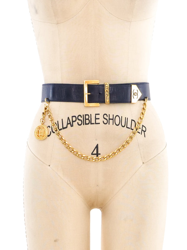 Chanel Leather Waist Belt with Medallion Charm Accessory arcadeshops.com