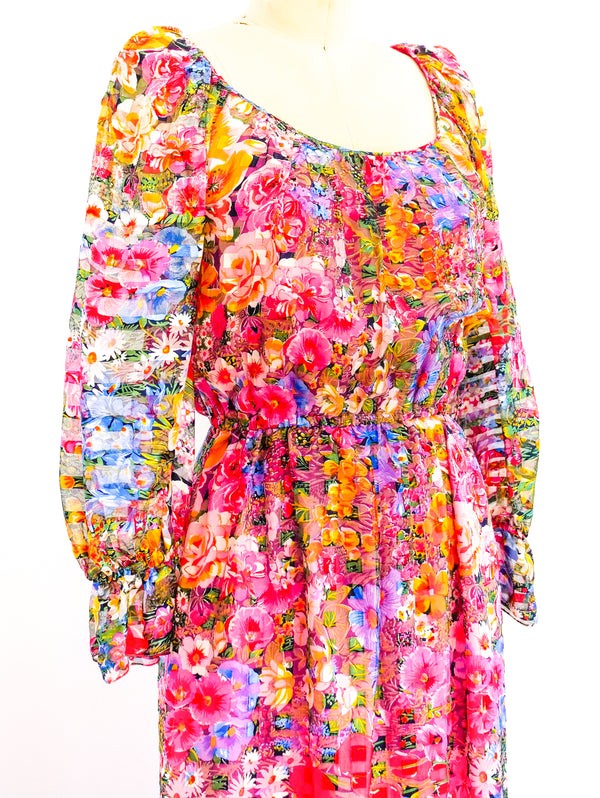 Floral Silk Chiffon Maxi Dress Dress arcadeshops.com