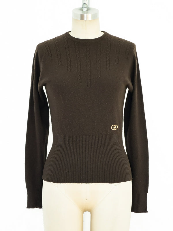 1970's Gucci Logo Cashmere Sweater Top arcadeshops.com