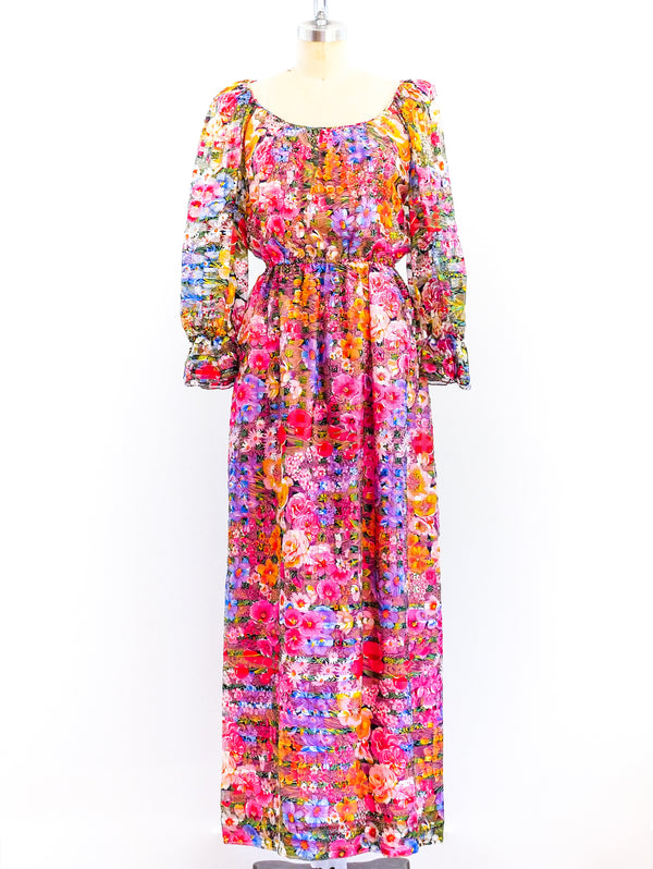Floral Silk Chiffon Maxi Dress Dress arcadeshops.com