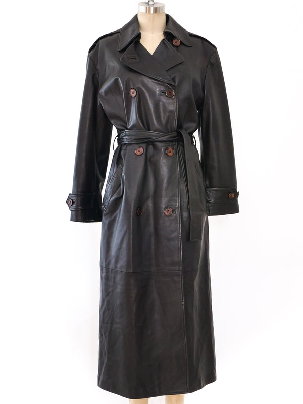 Gianni Versace Leather Trench Coat Outerwear arcadeshops.com