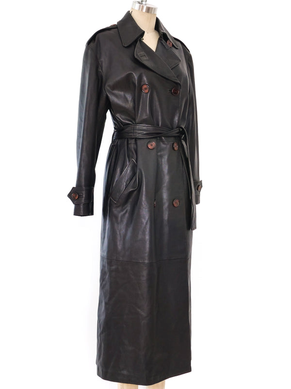 Gianni Versace Leather Trench Coat Outerwear arcadeshops.com