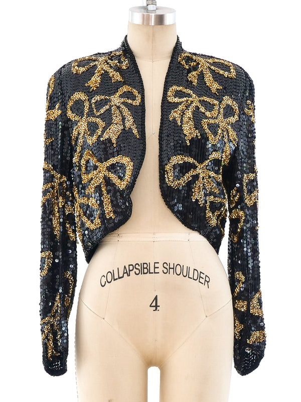 Bow Embellished Silk Jacket Jacket arcadeshops.com