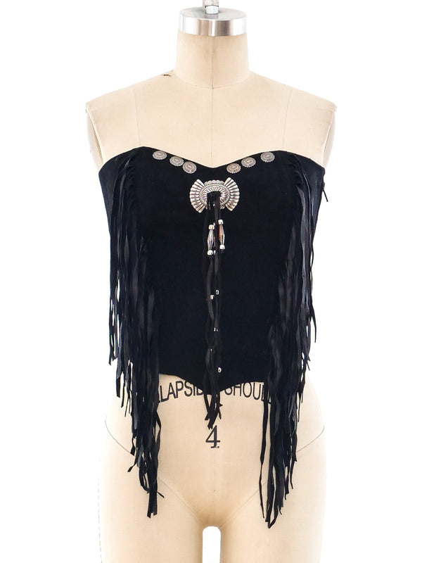 Concho Embellished Suede Bustier Top arcadeshops.com