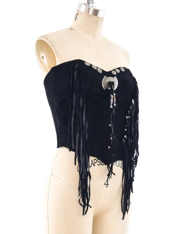Concho Embellished Suede Bustier Top arcadeshops.com
