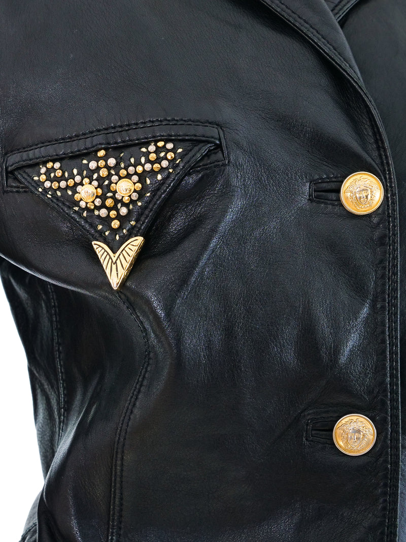 Gianni Versace Embellished Leather Shirt Jacket Jacket arcadeshops.com