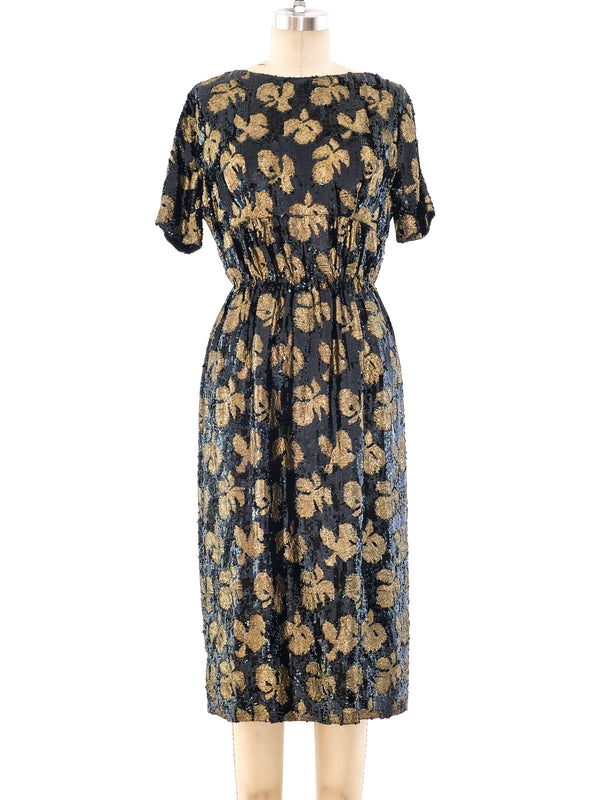 Galanos Metallic Floral Sequin Dress Dress arcadeshops.com