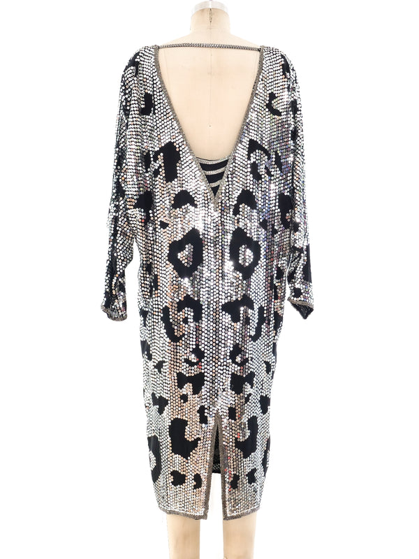 Leopard Sequin Silk Chiffon Dress Dress arcadeshops.com
