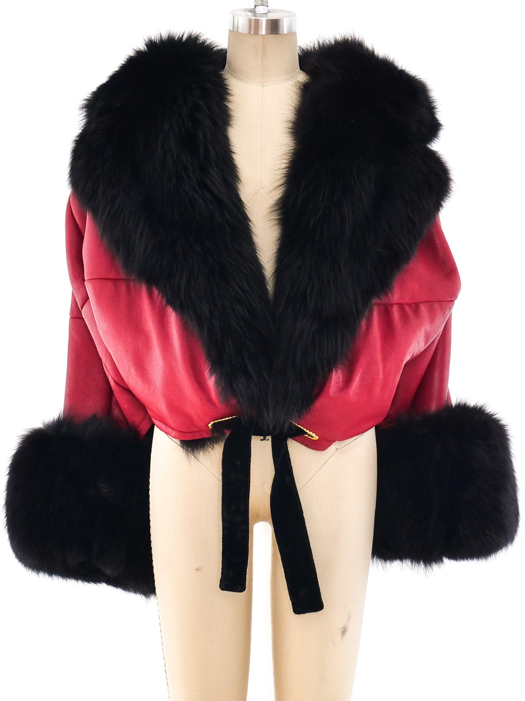 ジャケット・アウター 80s GIANFRANCO FERRE Real Fur Wool Coat Gianfranco Ferre Fur Trimmed Red Leather Jacket