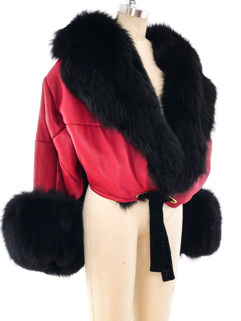 Gianfranco Ferre Fur Trimmed Red Leather Jacket Jacket arcadeshops.com