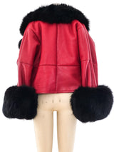 Gianfranco Ferre Fur Trimmed Red Leather Jacket Jacket arcadeshops.com