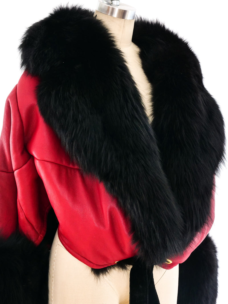 Gianfranco Ferre Fur Trimmed Red Leather Jacket Jacket arcadeshops.com