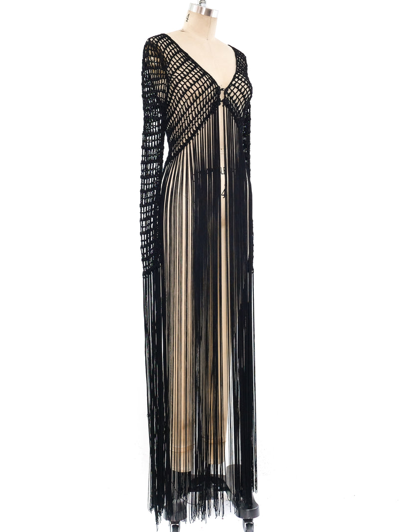 Maxi Fringe Crochet Jacket Jacket arcadeshops.com