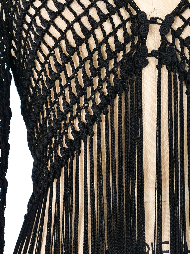 Maxi Fringe Crochet Jacket Jacket arcadeshops.com