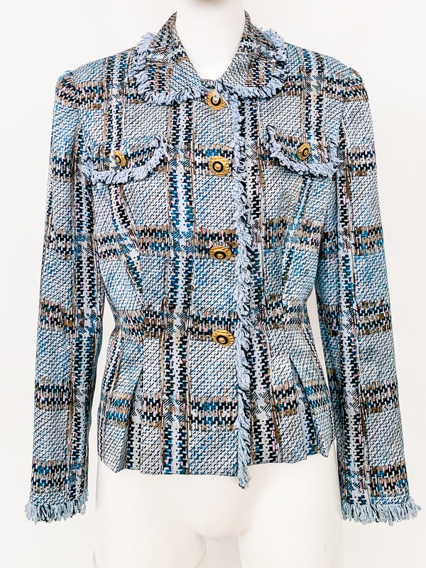 Tweed Print Silk Jacket Jacket arcadeshops.com