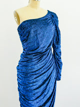 Metallic Blue Single Sleeved Dress Dress arcadeshops.com