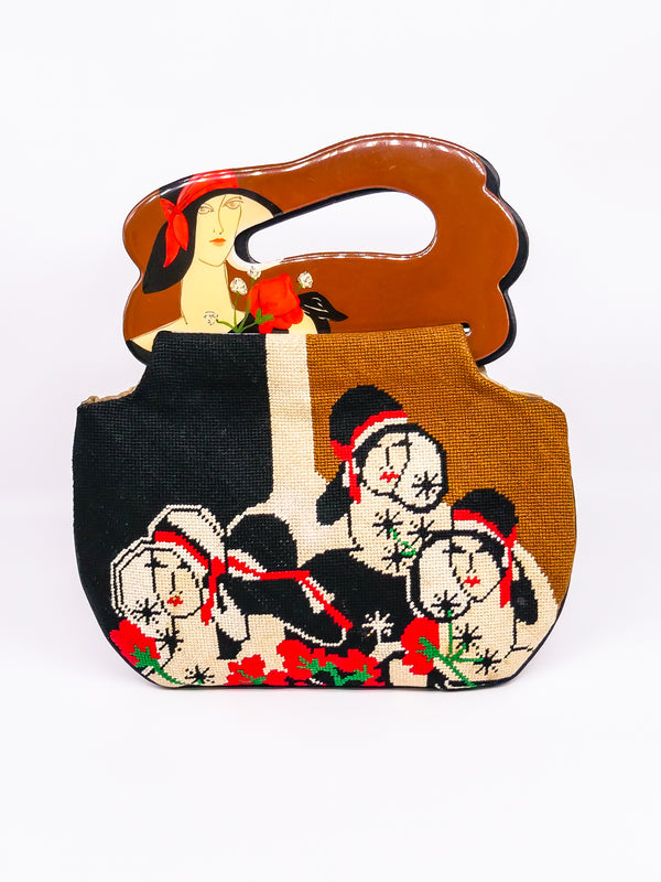 Moon Bags Needlepoint Portrait Bag Accessory arcadeshops.com
