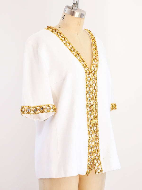 Givenchy Short Sleeved Jacket with Gold Rings Jacket arcadeshops.com