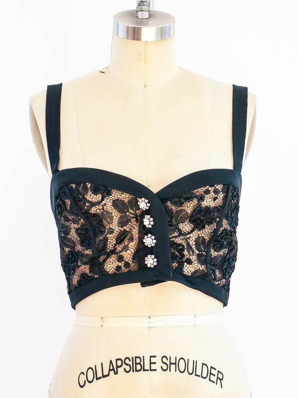 Yves Saint Laurent Black Lace Bralette Top arcadeshops.com