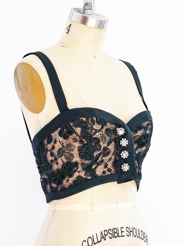 Yves Saint Laurent Black Lace Bralette Top arcadeshops.com