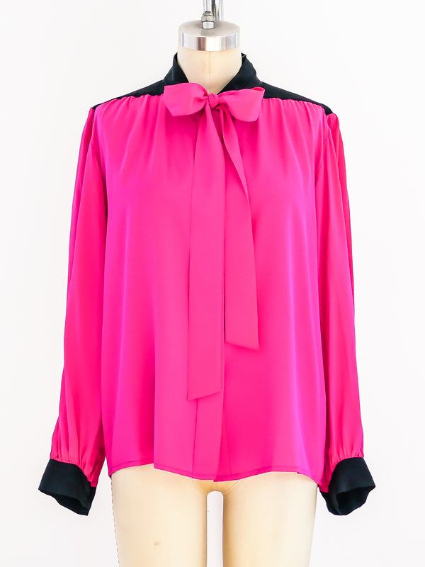 Yves Saint Laurent Fuchsia Silk Blouse Top arcadeshops.com