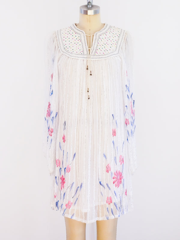 Pastel Floral Gauze Indian Dress Dress arcadeshops.com