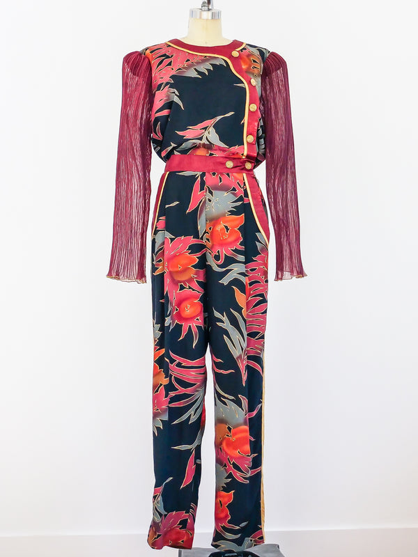 Jeanne Marc Palm Print Jumpsuit Jumpsuit arcadeshops.com