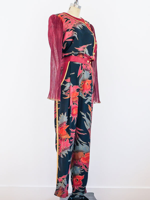 Jeanne Marc Palm Print Jumpsuit Jumpsuit arcadeshops.com