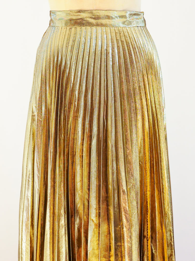 Gold Lurex Pleated Skirt Bottom arcadeshops.com