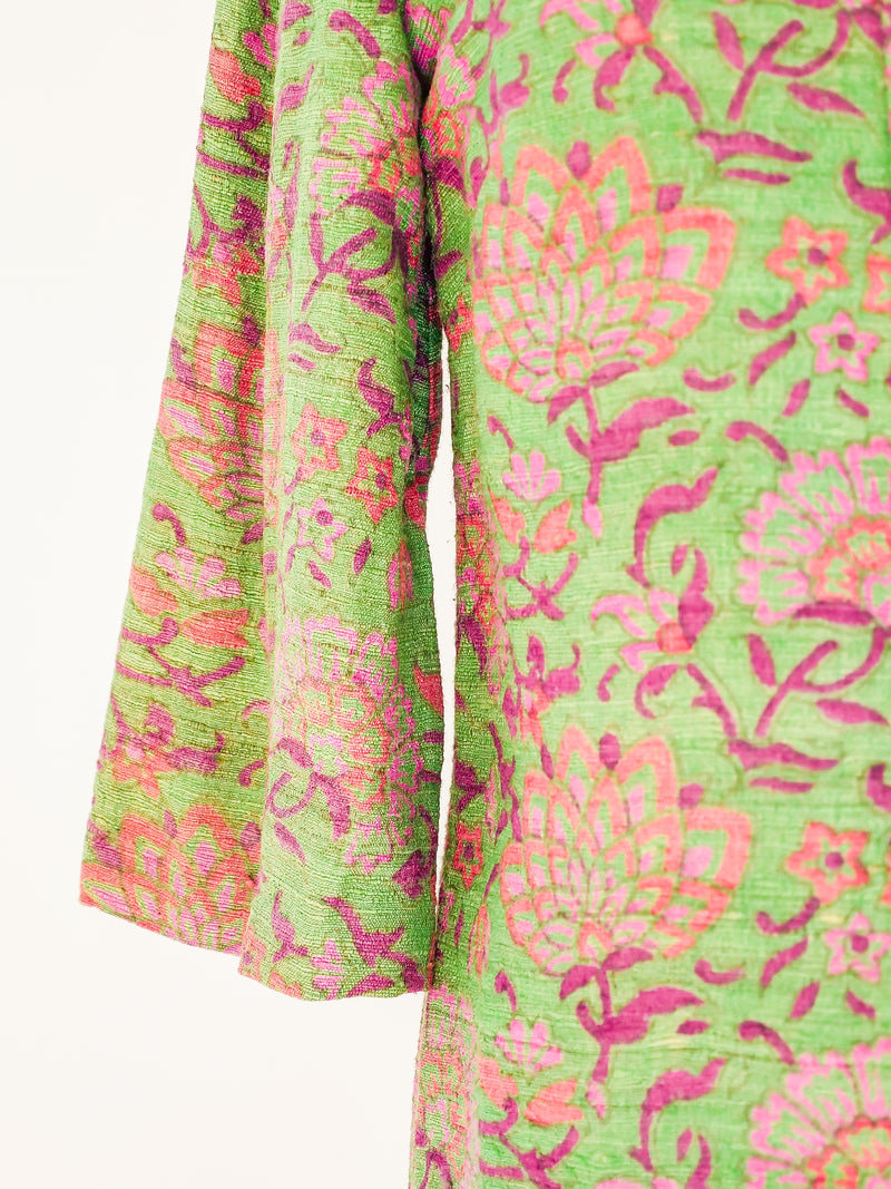 Floral Raw Silk Indian Tunic Dress arcadeshops.com