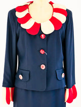 Moschino Petal Lapel Navy Suit Suit arcadeshops.com