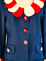 Moschino Petal Lapel Navy Suit Suit arcadeshops.com