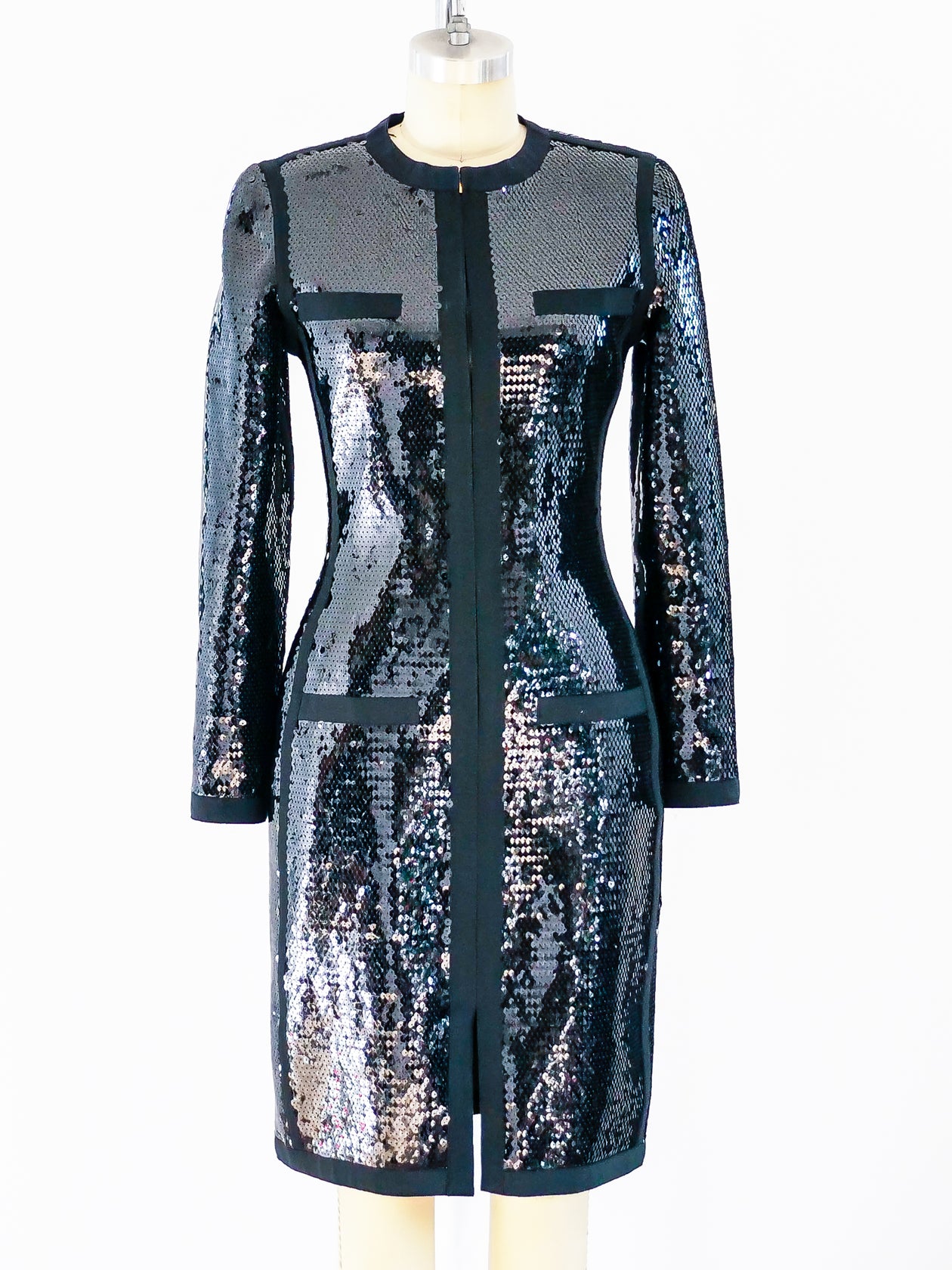 white christmas dresses Chanel Black Sequin Scuba Dress