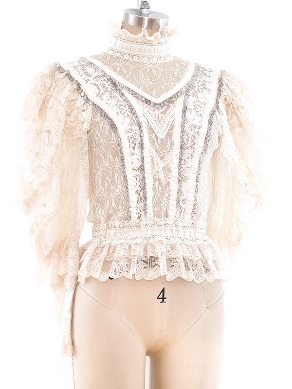 Victorian Inspired Beaded Lace Top Top arcadeshops.com