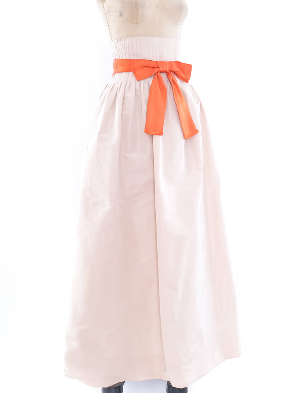 Cream Faille Silk Maxi Skirt Bottom arcadeshops.com