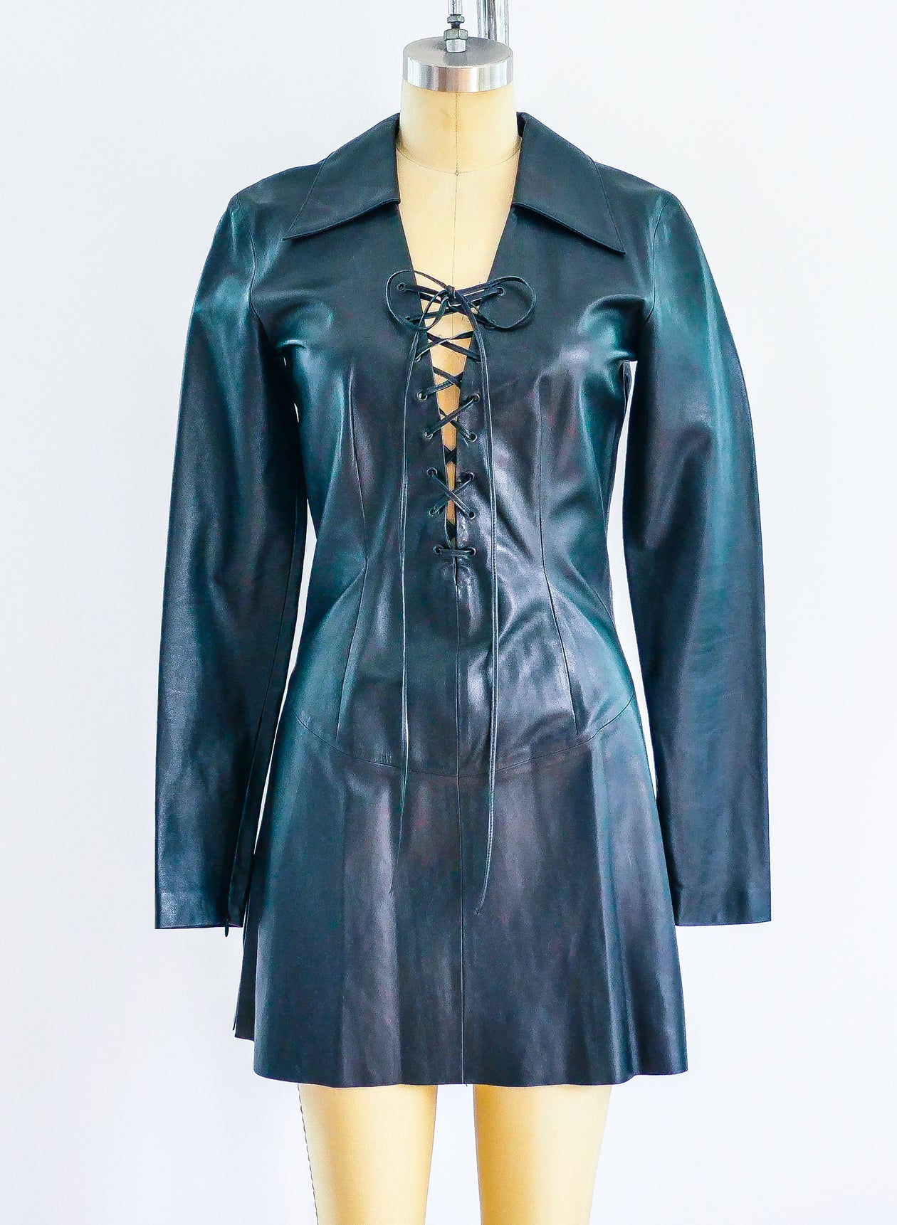 black leather tie up dress Pilar Vegan Leather Tie-Front Dress Black / Regular / XS